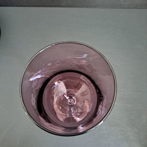 Artland Amethyst Cherry Blossom Wine Glass 8 5/8" Etched Purple Goblet Elegant - Picture 6 of 15